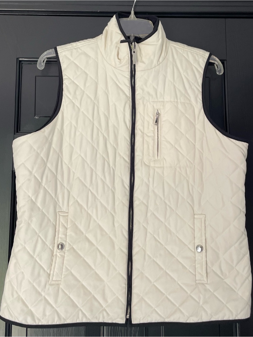 Ralph Lauren Quilted Cream Vest with Black Trim
